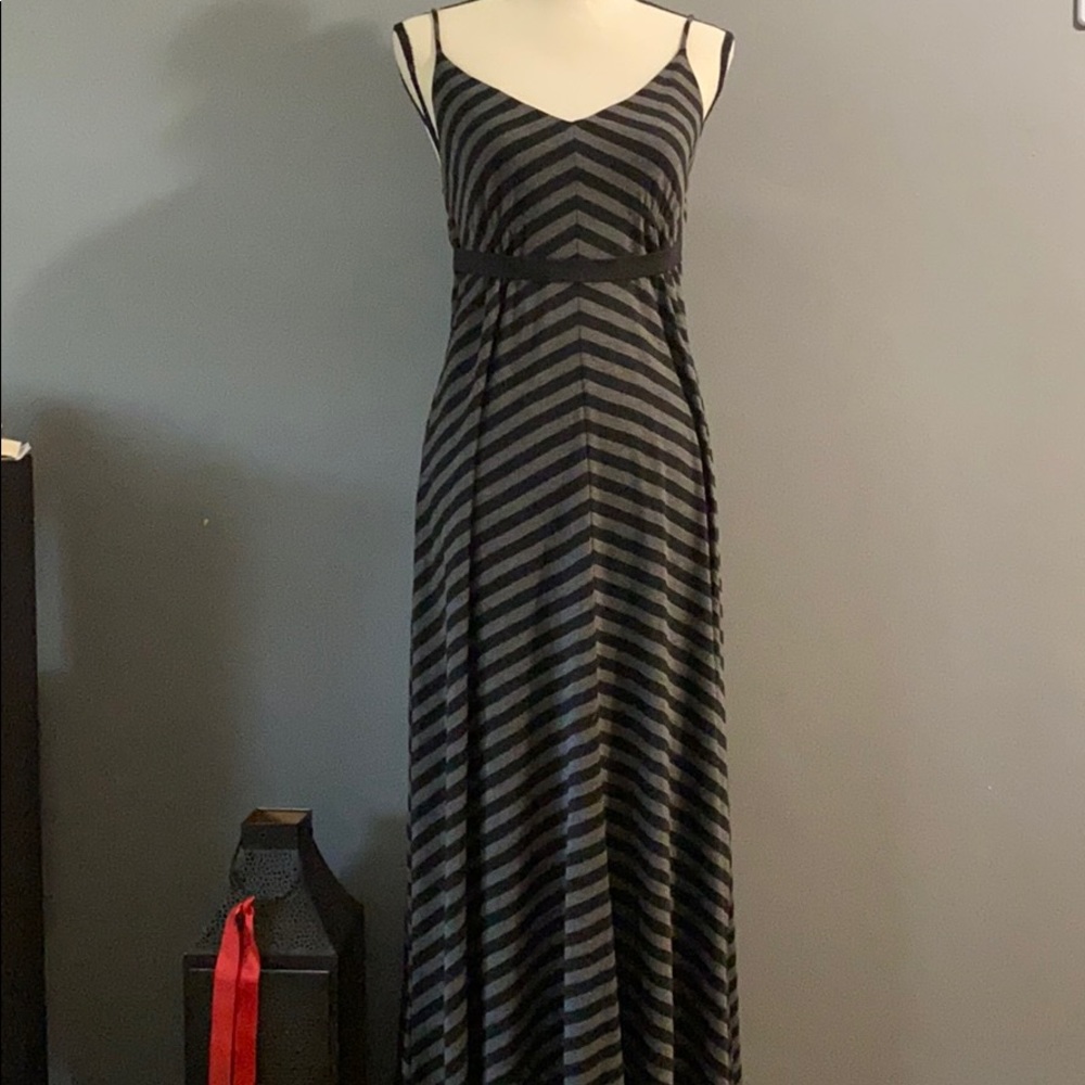 Grey and black stripe maxi dress